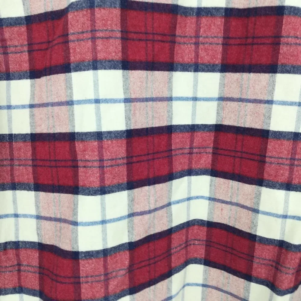 J Crew Flannel Plaid Chamois Elbow Patch Button Up Shirt Size L Red Blue Preppy